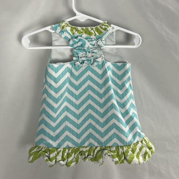 Mud Pie Aqua and White Striped Applique Giraffe Dress -Size 0-6m - Picture 6 of 6